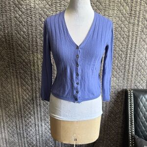 Women's Purple Button-Up Cardigan 100% Cashmere.Made in Italy